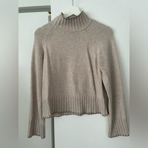 GAP Taupe Mock Neck Ribbed-Hem Sweater